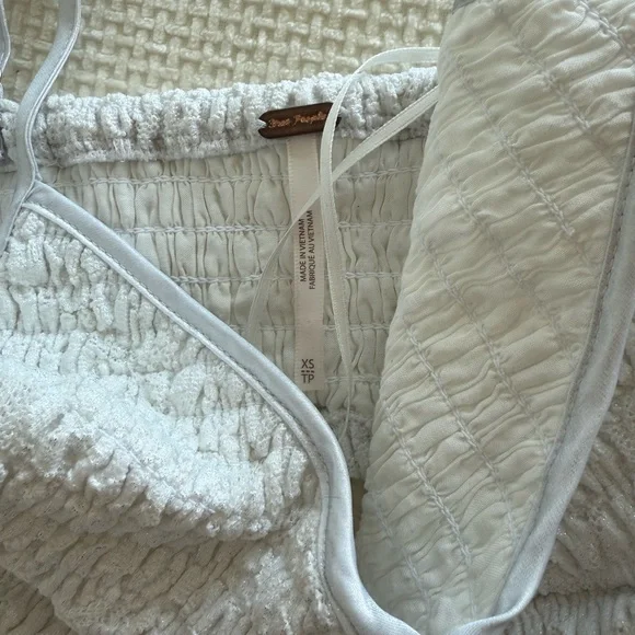 Free People Mermaid Dreams Silver Pearl Smocked Crop Top - Picture 5 of 5